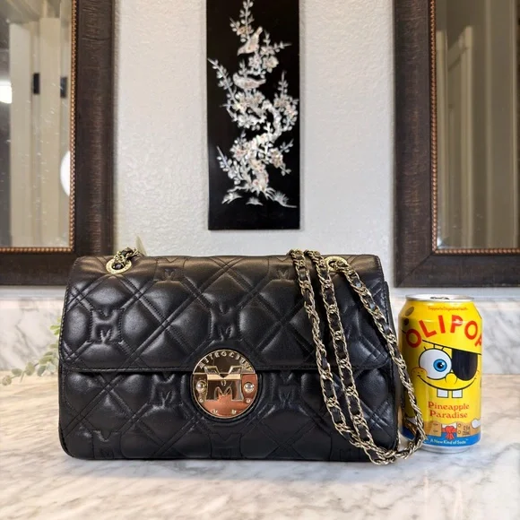 Metrocity Black Quilted Chain Shoulder Bag EUC - Picture 8 of 8